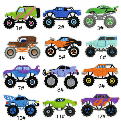 monster truck embroidered patches off road vehicle design iron on