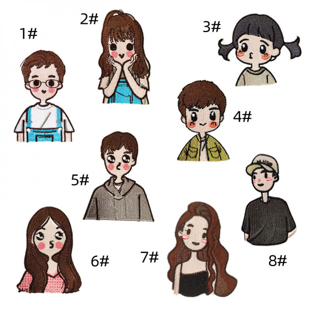 cartoon character embroidered patches iron on couple style