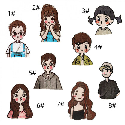 cartoon character embroidered patches iron on couple style