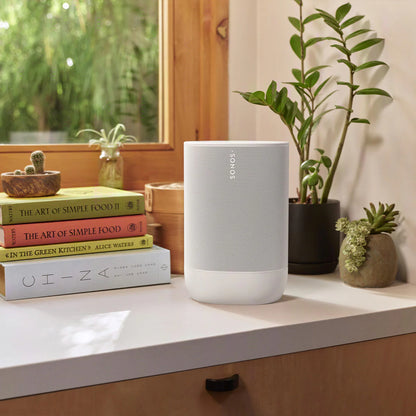 2026 Sonos Move 2 – Enceinte Portable Intelligente Blanche avec Batterie 24 Heures, Bluetooth et Wi-Fi, Résistante à l’Eau, Son Stéréo Puissant et Commande Vocale