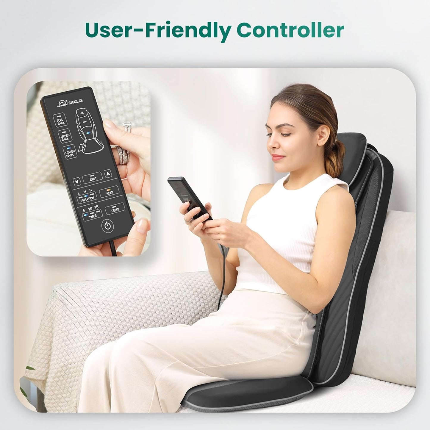 2026 Coussin de Massage Shiatsu Snailax avec Chaleur – Coussin de Fauteuil Massant pour Dos, Massage Kneading pour Maison et Bureau