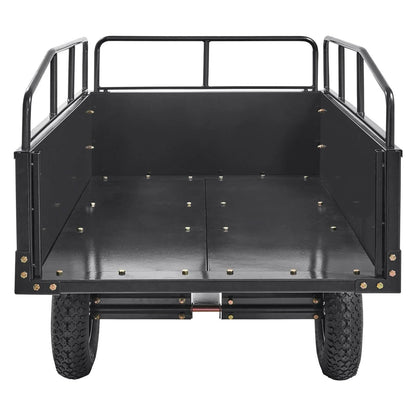 Remorque basculante VEVOR robuste pour VTT, chariot en acier, 750 livres, 15 pieds cubes, remorque utilitaire de jardin avec côtés amovibles pour quad - Fabriqué aux États-Unis