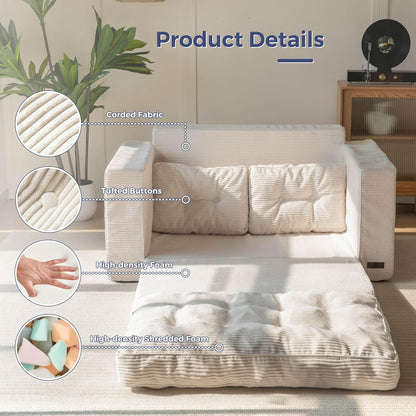 MAXYOYO Canapé-lit Convertible, Matelas Pliable Adulte Convertible Canapé-lit avec 2 Oreillers, Lit d'Appoint Surface de Couchage 101x196CM, Canapé pour Salon, Chambre à Coucher