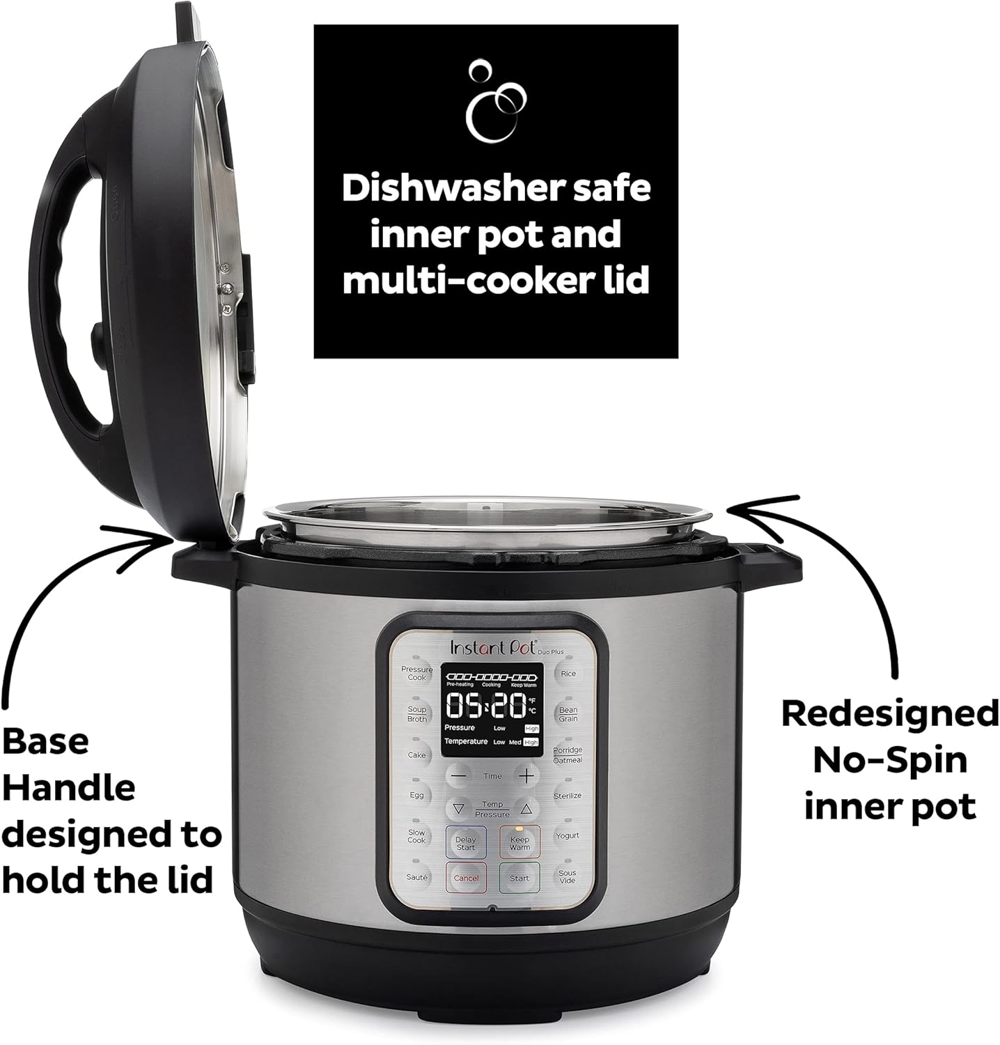 2026 Instant Pot Duo Plus 9-en-1 Multicuiseur, Autocuiseur, Slow Cooker, Cuiseur de Riz, Vapeur, Sauté, Yaourtière, Maintien au Chaud et Stérilisateur, Application Incluse avec Plus de 800 Recettes, Acier Inoxydable, 6 Quarts