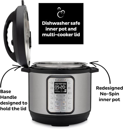 2026 Instant Pot Duo Plus 9-en-1 Multicuiseur, Autocuiseur, Slow Cooker, Cuiseur de Riz, Vapeur, Sauté, Yaourtière, Maintien au Chaud et Stérilisateur, Application Incluse avec Plus de 800 Recettes, Acier Inoxydable, 6 Quarts