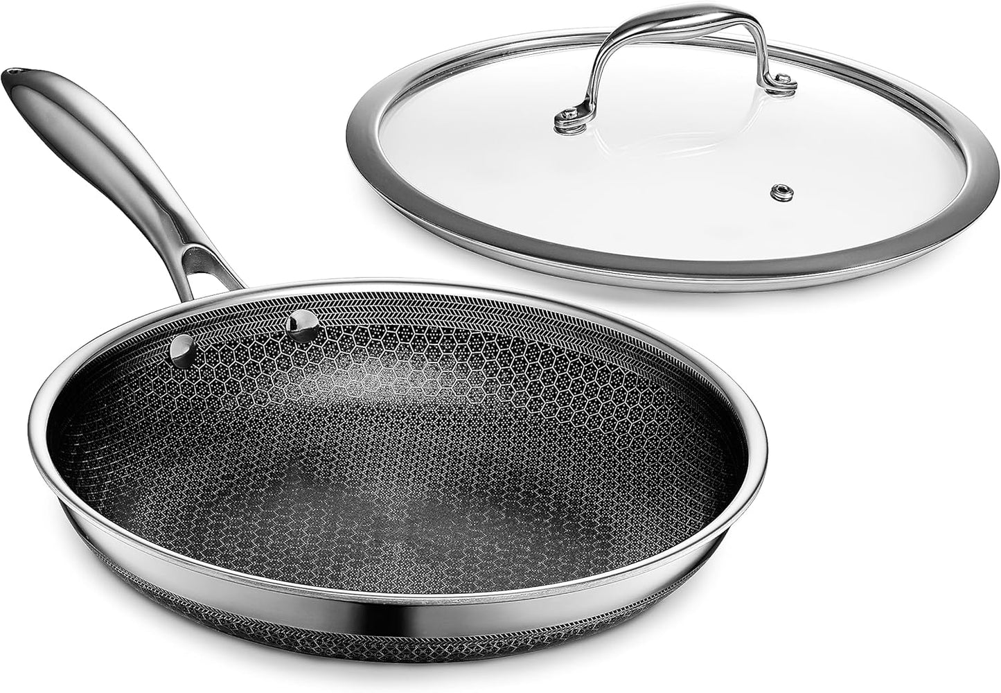 2026 Poêle HexClad Hybrid Antiadhésive 8 Pouces, Poignée Reste-Froide, Compatible Lave-Vaisselle, Résistante au Four jusqu’à 482°C, Compatible Induction et Tous Types de Plaques de Cuisson