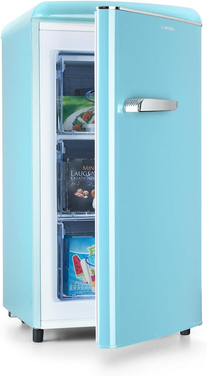 KLARSTEIN Laika - Congélateur, volume total 60 litres, thermostat à 5 niveaux, 0 à -18°C, 3 grilles, pose libre, design rétro - rouge