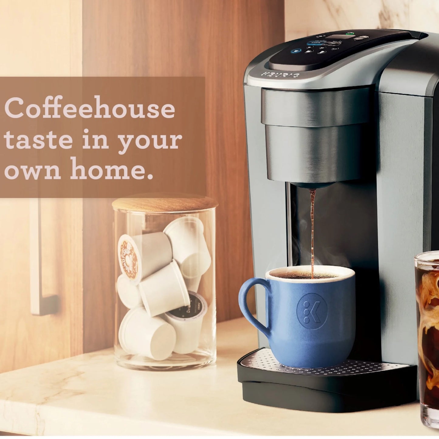 2026 Keurig K-Elite – Machine à Café à Dosettes K-Cup à Portion Unique, Finition Brossée Slate, Programmable pour Café Chaud et Glacé