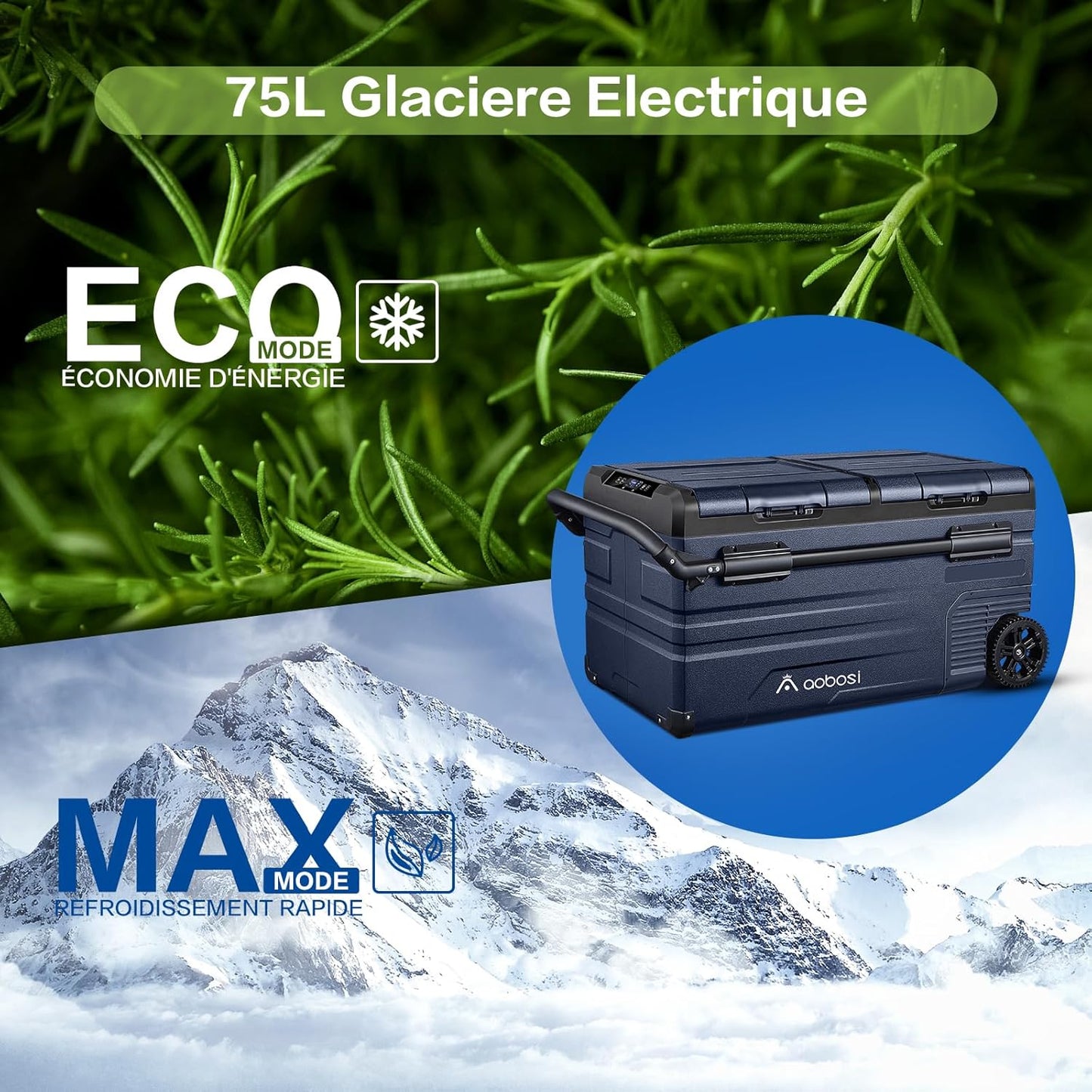 115L Glaciere Electrique Double Zone,Glaciere a Compression WiFi APP,12 V/24 V et 100-240 V Frigo Camping,-20 ℃ à 20 ℃,pour Voiture,Camion,Bateau,Camping,Car,Caravanes,Voyageant,Maison