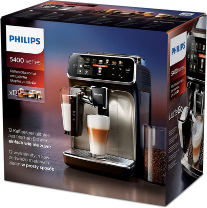 Philips Série 5400 Machine Expresso - Café à Grain - LatteGo Mousseur à Lait, 12 Spécialités de Café, Affichage Intuitif, 4 Profils Utilisateur, Noir (EP5441/50)