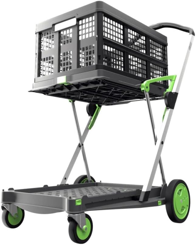 Chariots pliables, fonctionnels et polyvalents 2026 | Chariot pliable mobile | Chariot de courses avec boîte de rangement (noir)