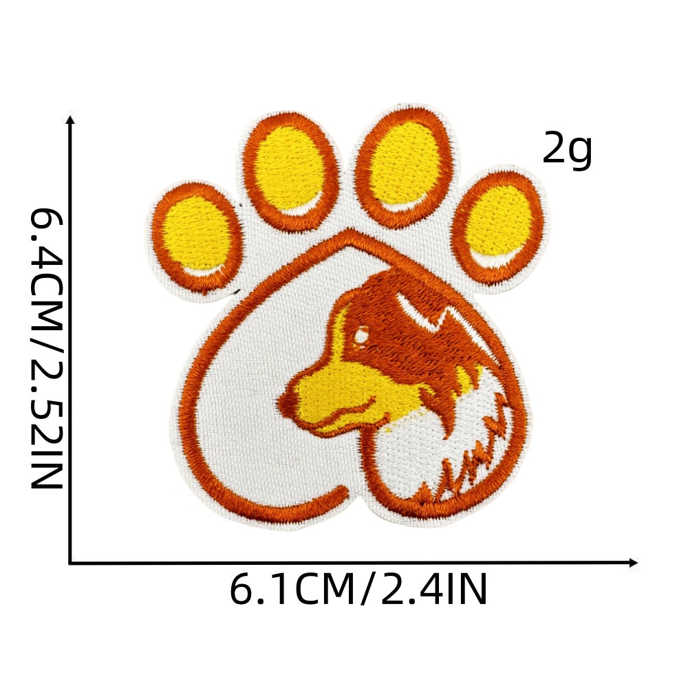 colorful animal paw print embroidered patches iron on