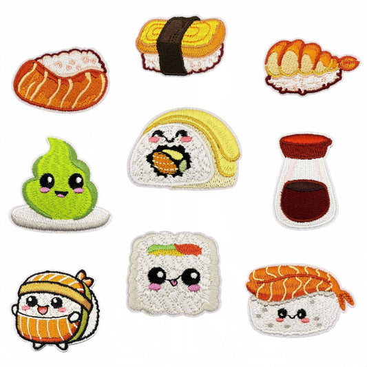 sushi embroidered patches Japanese food design iron on