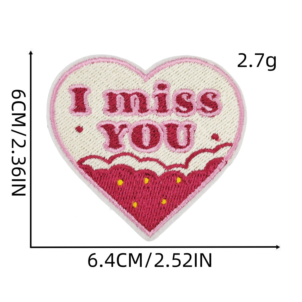 love heart embroidered patches cherry floral design iron on