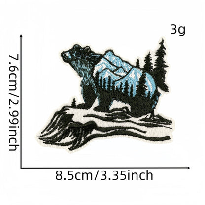 scenic bear embroidered patches nature landscape design iron on