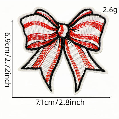 red bow embroidered patches iron on multicolor