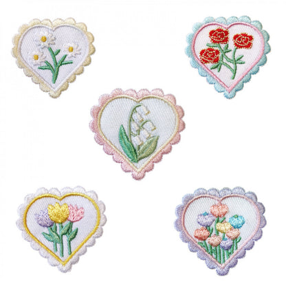 floral heart embroidered patches flower design iron on