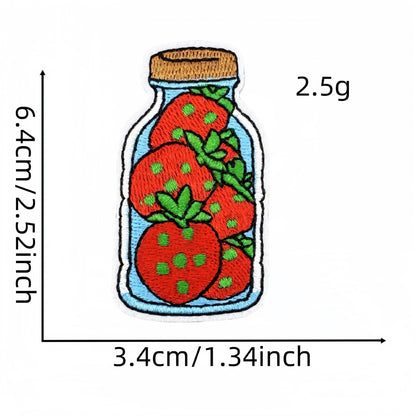 strawberry embroidered patches fruit design set iron on