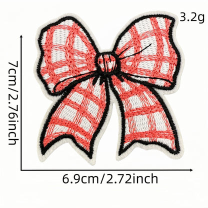 red bow embroidered patches iron on multicolor
