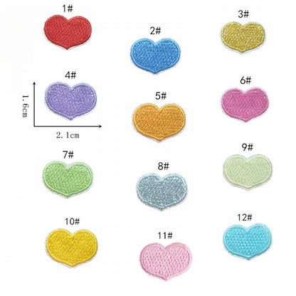 colorful spring heart embroidered patches iron on