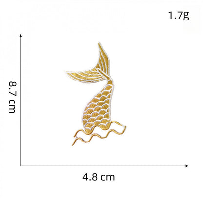 mermaid tail embroidered patches colorful ocean peel and stick