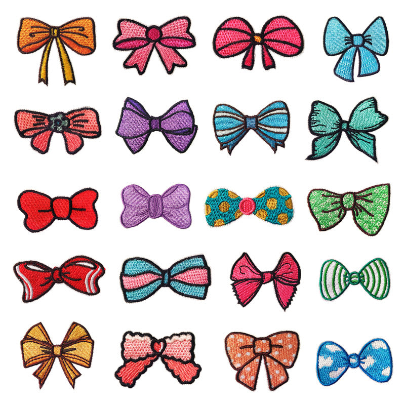 colorful bow tie embroidered patches multicolor design iron on