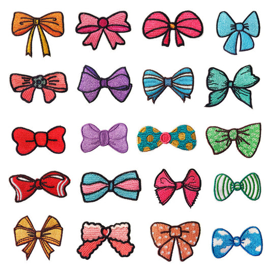 colorful bow tie embroidered patches multicolor design iron on