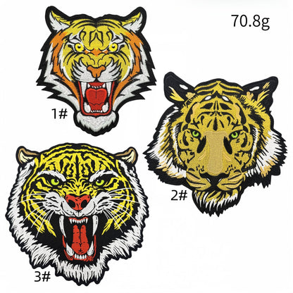 tiger head embroidered patches large animal design iron on