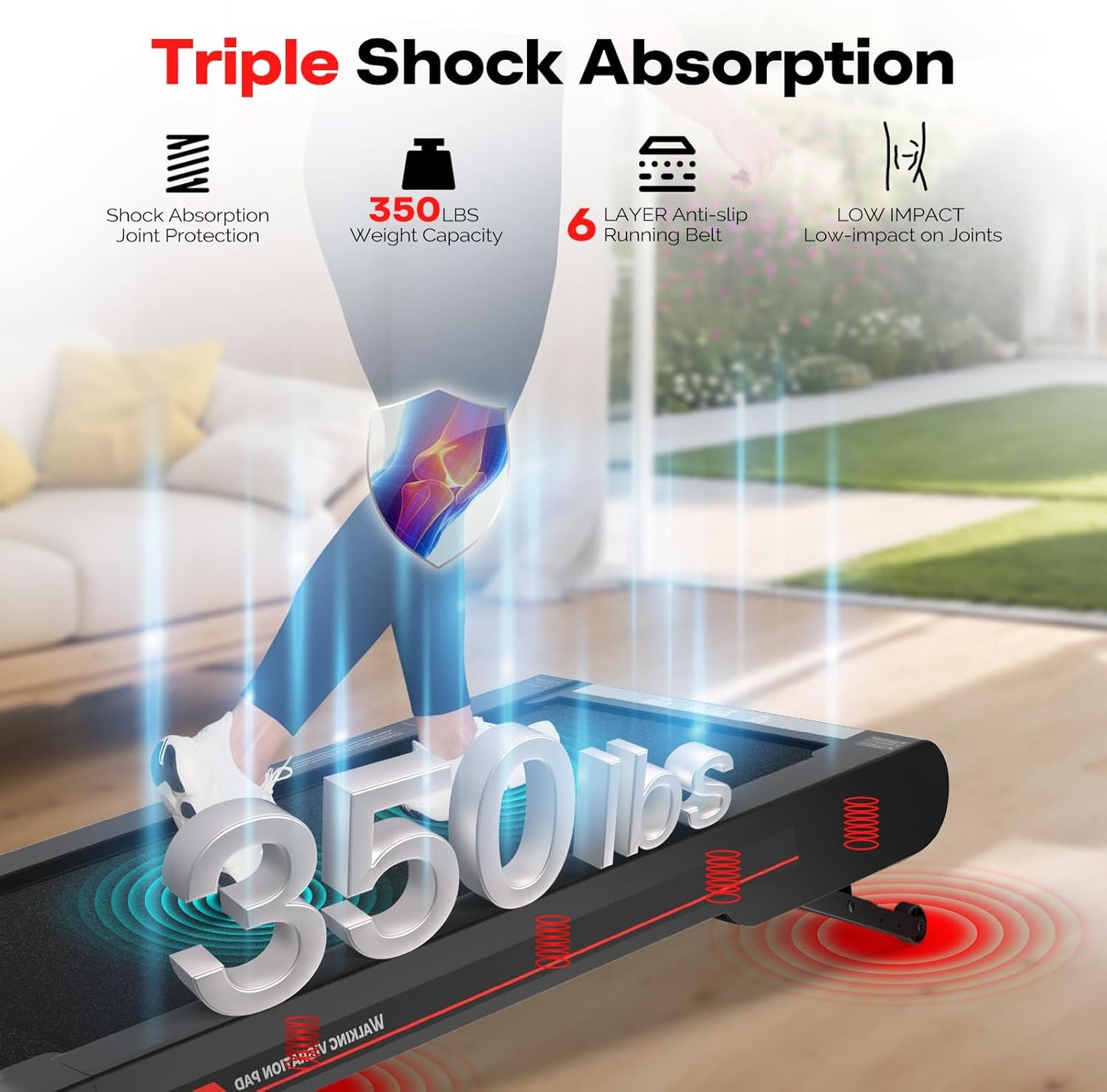 2026 Sperax Tapis de Marche Vibrant avec Application, Tapis de Course 3 en 1 Sous Bureau, 2,5HP Faible Bruit, Tapis de Marche avec Télécommande, Tapis de Course Portable pour Bureau à Domicile