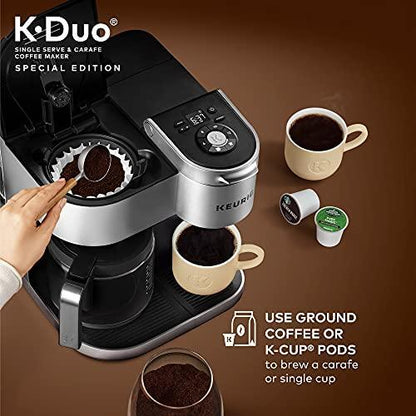 2026 Keurig K-Duo Édition Spéciale – Machine à Café Tasse & Carafe, Finition Argentée, Brassage Fort, Édition Limitée