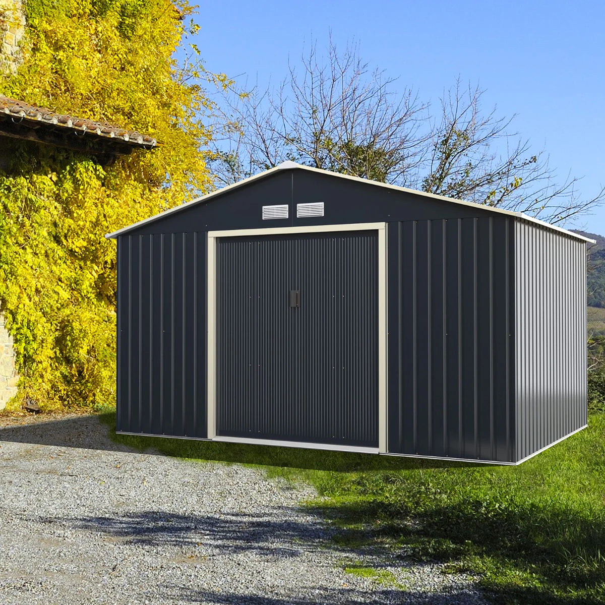 2026 Abri Jardin Métal 8,67㎡ – Double Portes Coulissantes Verrouillables, Ventilé et Résistant, Édition Limitée