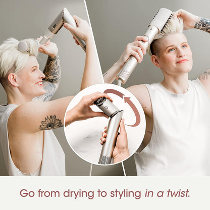2026 Système de coiffage et de séchage Shark HD430 FlexStyle, sèche-cheveux brosse puissant et multi-styler avec boucleurs Auto-Wrap, brosse plate, brosse ovale et embout concentrateur, coloris Stone
