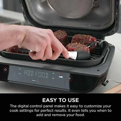 2026 Ninja FG551 Foodi Smart XL Grill d’Intérieur 6-en-1 avec Friteuse à Air 4 Quart – Finition Acier Inoxydable