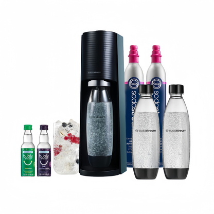 2026 SodaStream Terra Machine à Eau Pétillante Bundle (Noir), avec CO2, Bouteilles Compatibles Lave-Vaisselle et Arômes Bubly Drops