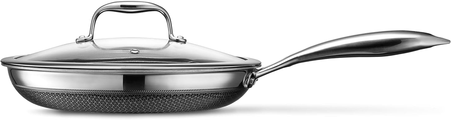 2026 Poêle HexClad Hybrid Antiadhésive 8 Pouces, Poignée Reste-Froide, Compatible Lave-Vaisselle, Résistante au Four jusqu’à 482°C, Compatible Induction et Tous Types de Plaques de Cuisson