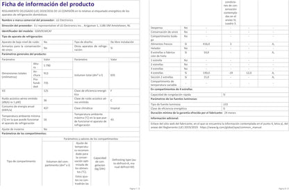 LG GSXV91MCAF Réfrigérateur combiné - Side by Side, 635L, InstaView, Total No-Frost, Compartiment congélation, Distributeur d'eau et glace UVnano, Compresseur Inverter Linear, Wi-Fi, Noir, Classe F