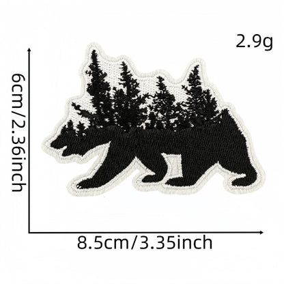 scenic bear embroidered patches nature landscape design iron on