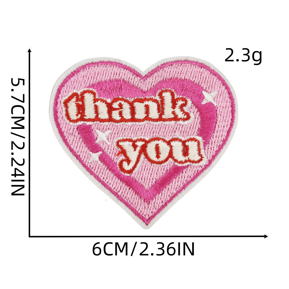 love heart embroidered patches cherry floral design iron on