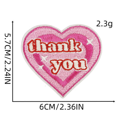 love heart embroidered patches cherry floral design iron on