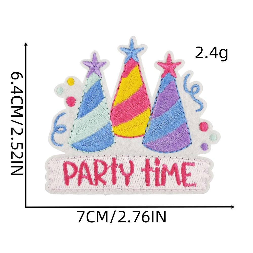 birthday party embroidered patches celebration theme iron on