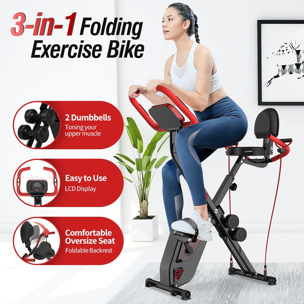 Vélo d'entraînement pliable Pooboo 3 en 1 pour la maison, supportant jusqu'à 136 kg (300 lb).