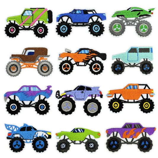 monster truck embroidered patches off road vehicle design iron on