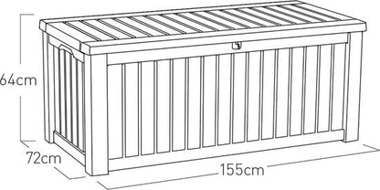 2026 KETER Rockwood 570L – Coffre de Rangement Extérieur Étanche et Résistant, Banc Multifonction, Édition Limitée