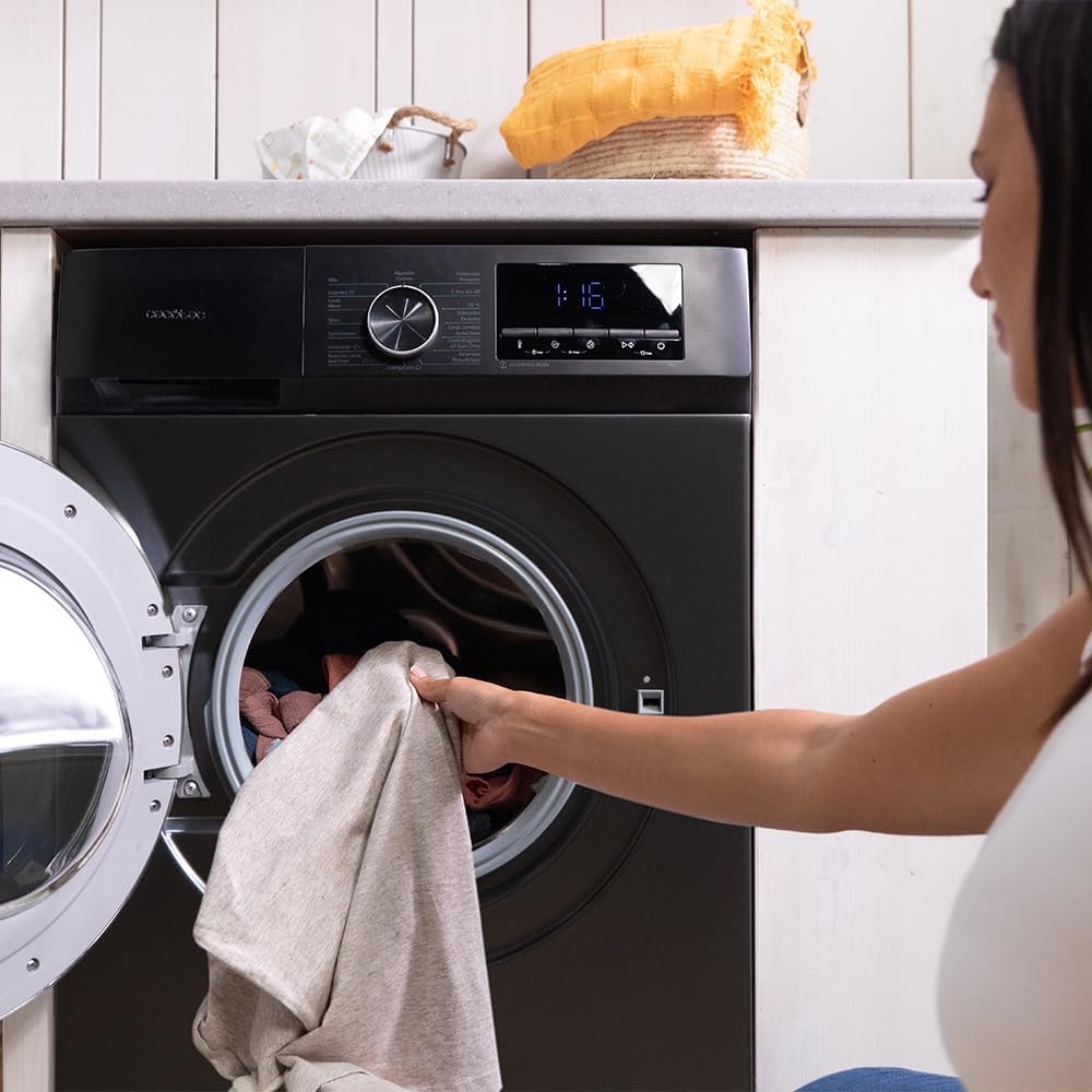 Cecotec Bolero Dresscode 10500 Inverter Steel A. Lave-linge 10 kg Steel, 1400 tr/min, Moteur Inverter Plus, Vapeur, Classe A.