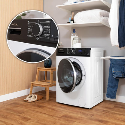 Cecotec Lave-linge 10Kg Bolero DressCode 10610 Inverter Steel A. Chargement Frontale, 1400 RPM, Steam Max, Motor Inverter Plus, 15 Programmes, OnSmart, Stop&Go, Caoutchouc Antibactérien, Drum Clean
