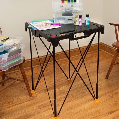 2026 Table de Travail et Chevalet Pliant 2-en-1 Worx Pegasus, Banc de Travail Portable Facile à Installer, 31" L x 25" P x 32" H, Léger avec Haute Capacité de Charge, WX051 - Inclut 2 Serres et 4 Brides