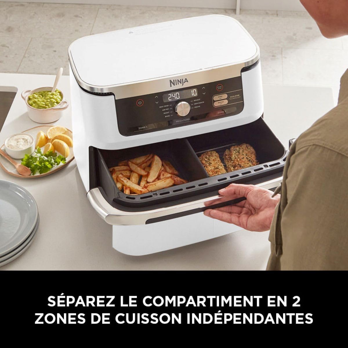2026 NINJA Foodi AF500EU – Friteuse à Air Chaud FlexDrawer 10,4 L, Double Zone avec Séparateur Amovible, 7 Fonctions de Cuisson – Édition Limitée Haute Performance