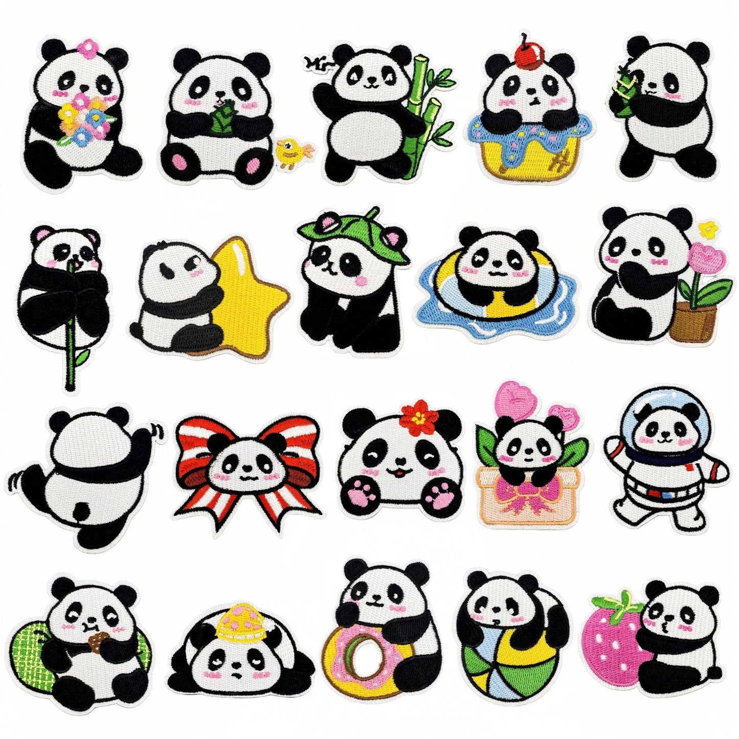cute panda embroidered patches animal design iron on