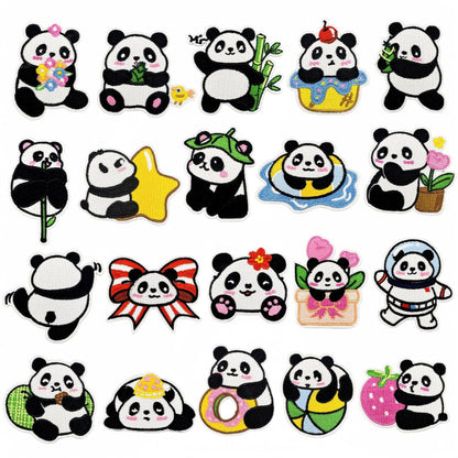 cute panda embroidered patches animal design iron on