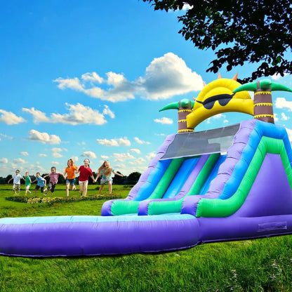 Nouveau modèle 2026  : Double toboggan aquatique gonflable de 26 pieds (env. 8 m) pour enfants et adultes – Parc aquatique gonflable en PVC avec soufflerie – Grand bassin de réception pour le jardin et les jeux en plein air – Dimensions : 26 pi (L) x